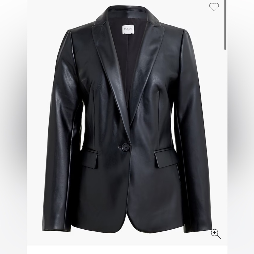 J. Crew Factory Like New Women's Black One Button Faux Leather Blazer Size 10
